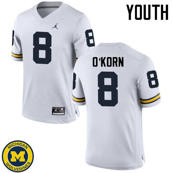 Youth University of Michigan #8 John O'Korn White High School Jersey